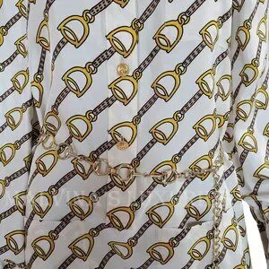 GUCCI★素敵！STIRRUPS PRINT SILK DRESS W/ CHAIN BELT Gucci | Dresses | Gucci Dress Silk With Stirrups Print